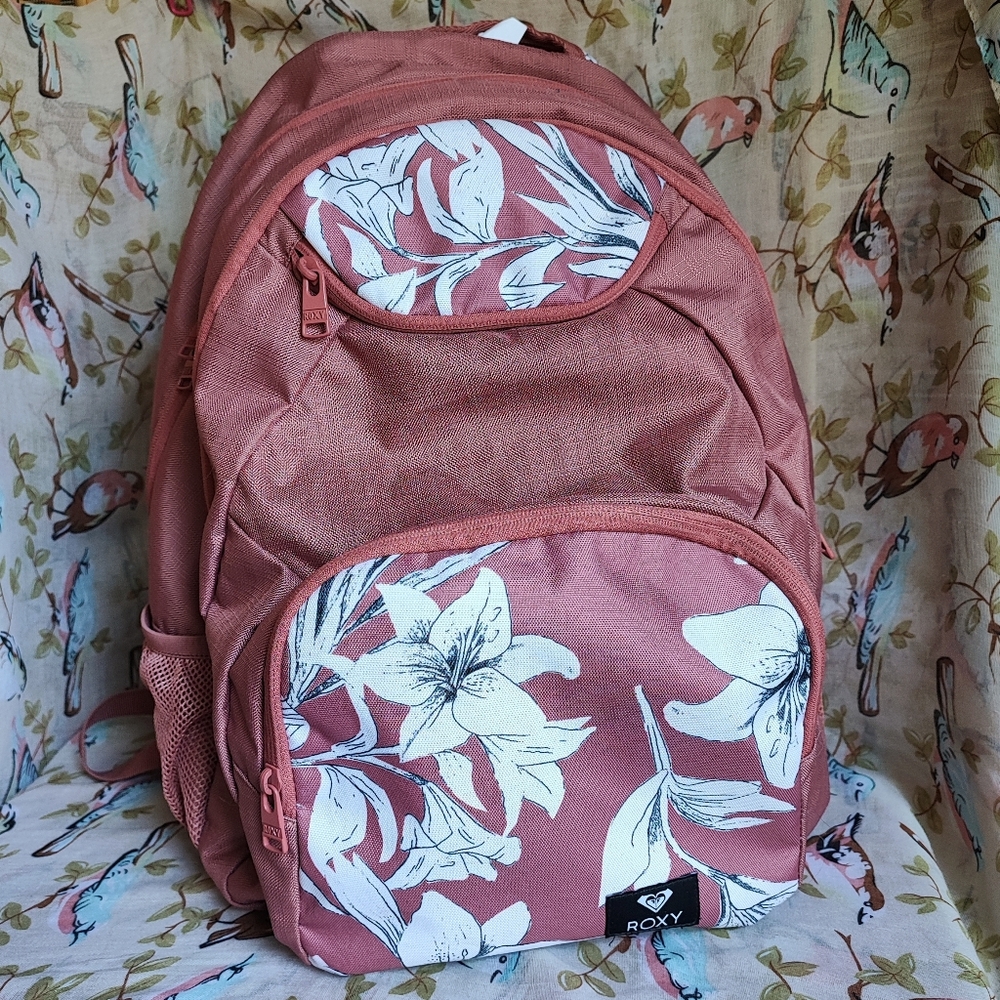 ROXY Salmon Coral Peach Pink Women's Girls Canvas Backpack